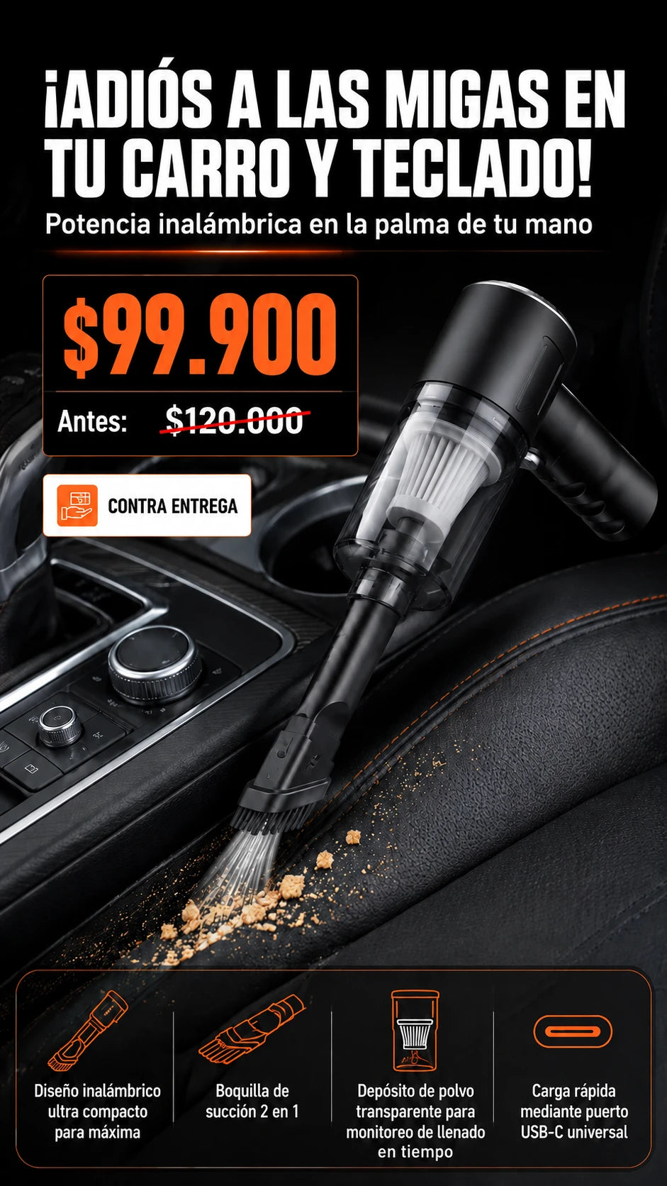 Mini Aspiradora de Mano Inalámbrica Portátil para Teclado y Coche